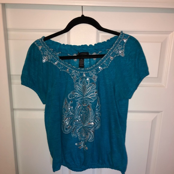 INC International Concepts Tops - Blue Sparkly Shirt